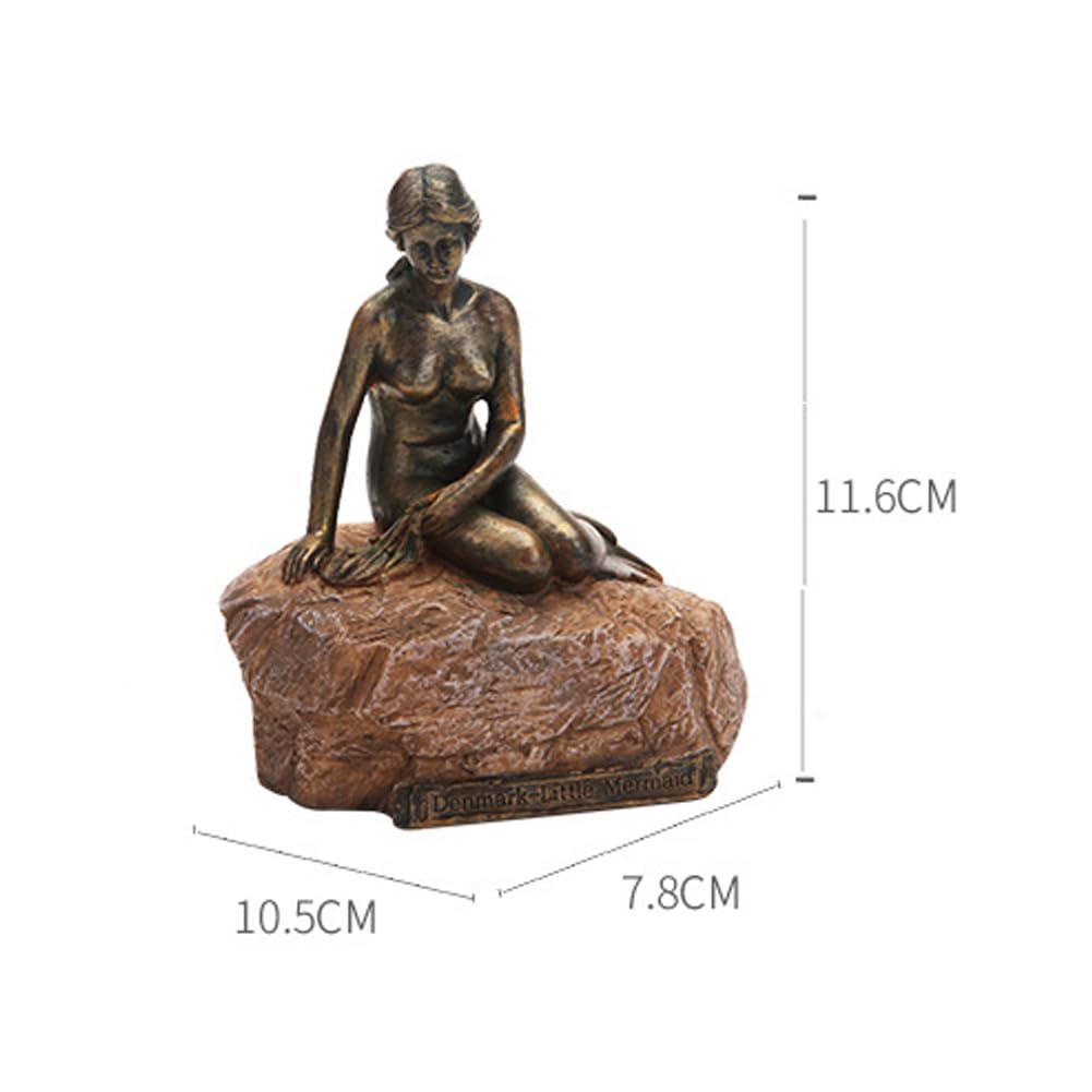 Amazon.co.jp: 人魚模造ブロンズ像樹脂小さな装飾クリエイティブ家の